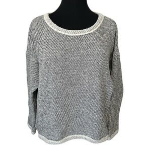 Eileen Fisher Gray‎ and White Size Large textured weave organic cotton sweater.